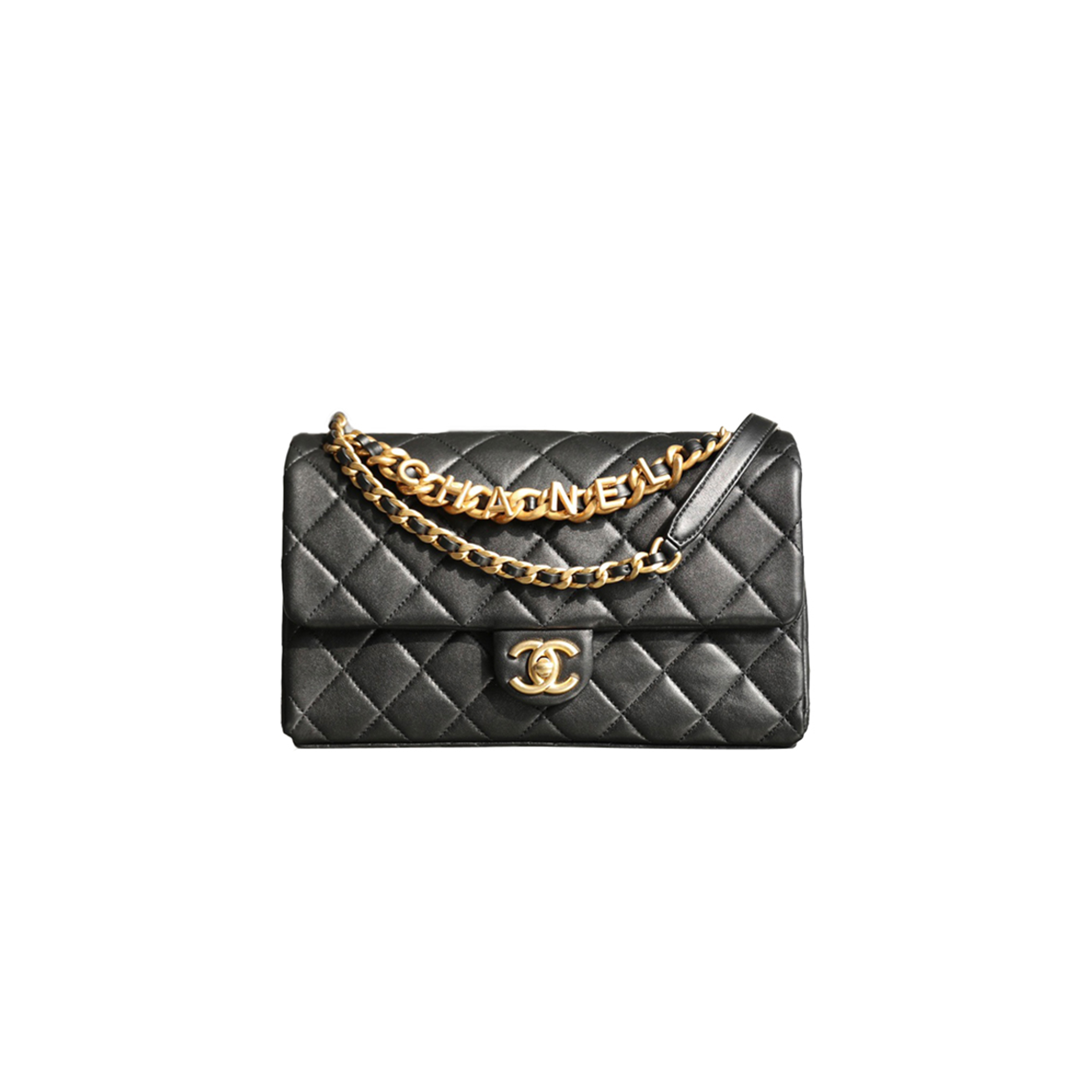 Ch*el master lettering chain flap bag (26*15*7cm)